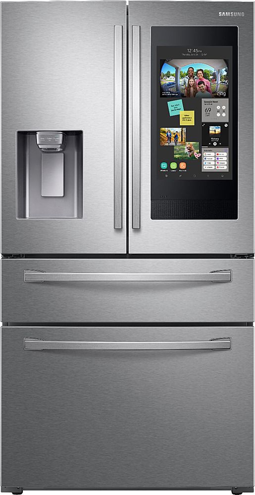 Samsung - Family Hub 22.2 Cu. Ft. 4-Door French Door Counter-Depth  Fingerprint Resistant Refrigerator - Stainless Steel_0