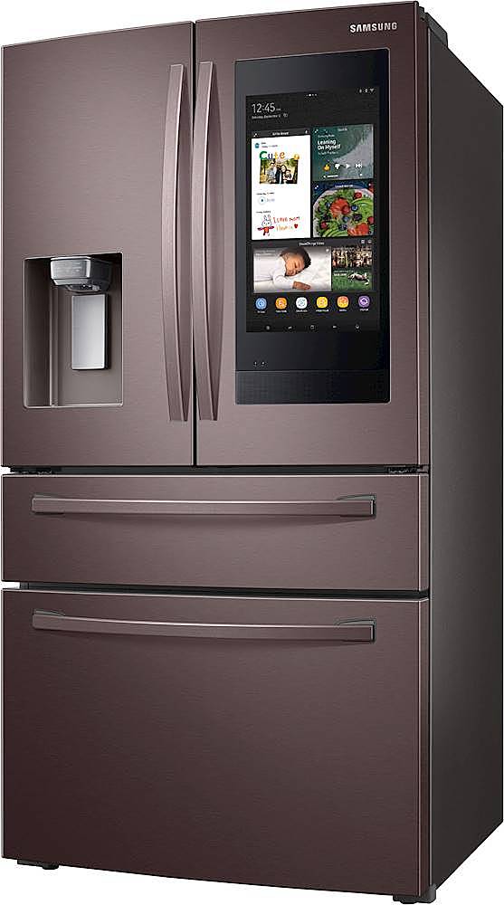 Samsung - Family Hub 22.2 Cu. Ft. 4-Door French Door Counter-Depth Fingerprint Resistant Refrigerator - Tuscan Stainless Steel_0