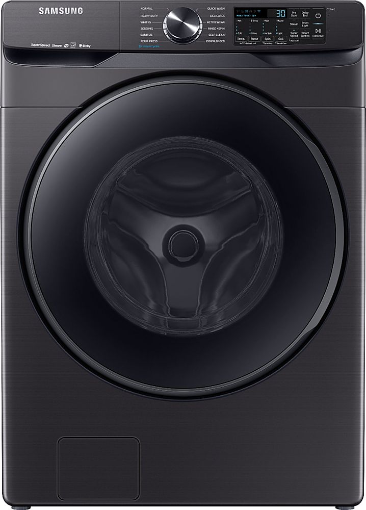 Samsung - 5.0 Cu. Ft.  High-Efficiency Stackable Smart Front Load Washer with Steam - Black Stainless Steel_0