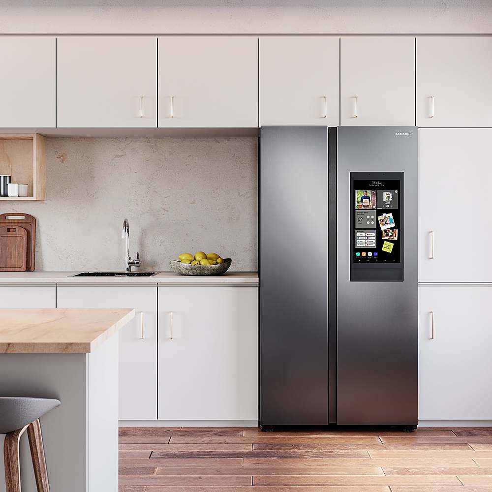 Samsung - 27.3 cu. ft. Side-by-Side Smart Refrigerator with Family Hub - Black Stainless Steel_1