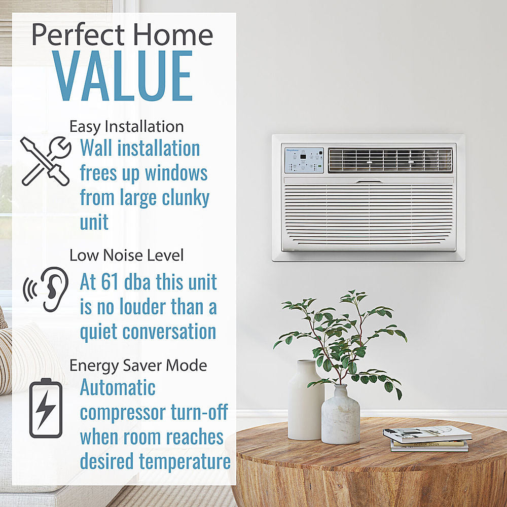 Keystone - 12,000 BTU 550 Sq. Ft. Through-the-Wall Air Conditioner with 10,600 BTU Supplemental Heat Capability - White_1