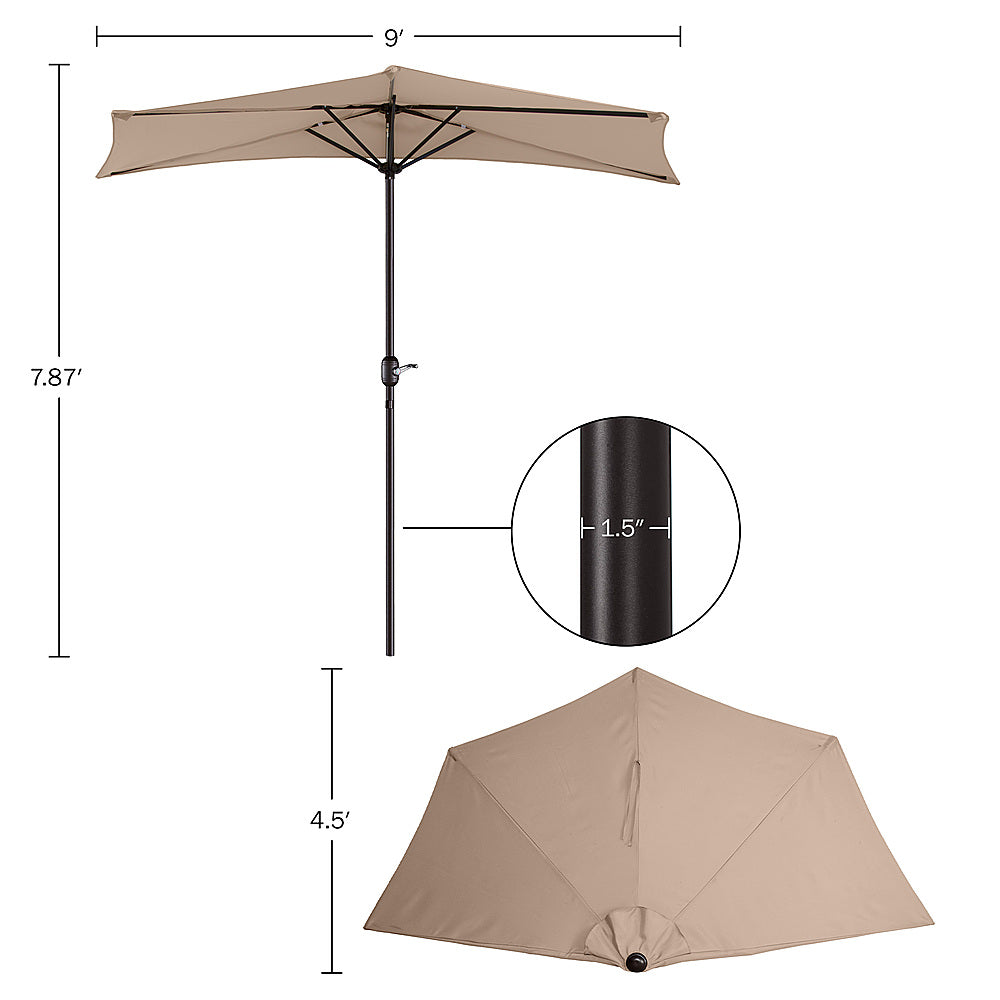 Villacera 9FT Half Patio Umbrella, Beige - Beige_1