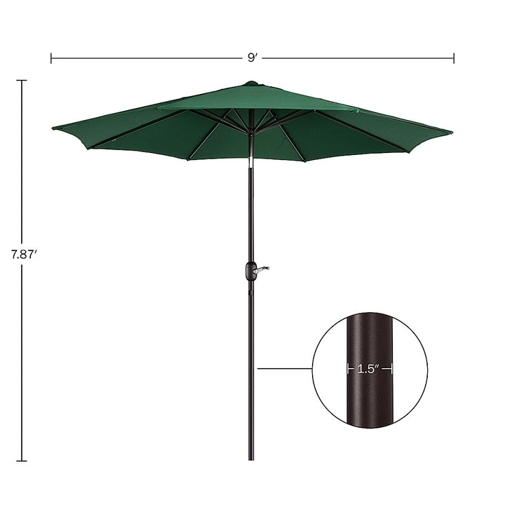 Villacera 9FT Patio Umbrella with Tilt, Forest Green - Forest Green_1