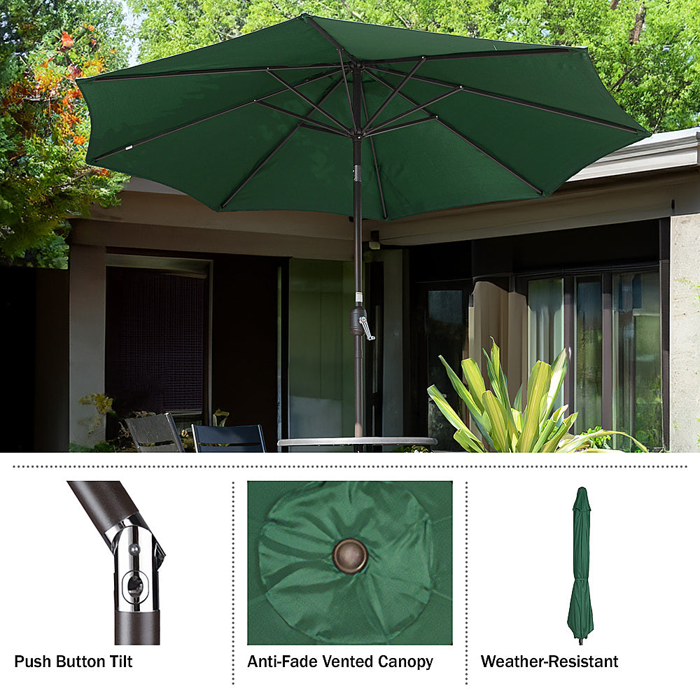 Villacera 9FT Patio Umbrella with Tilt, Forest Green - Forest Green_2