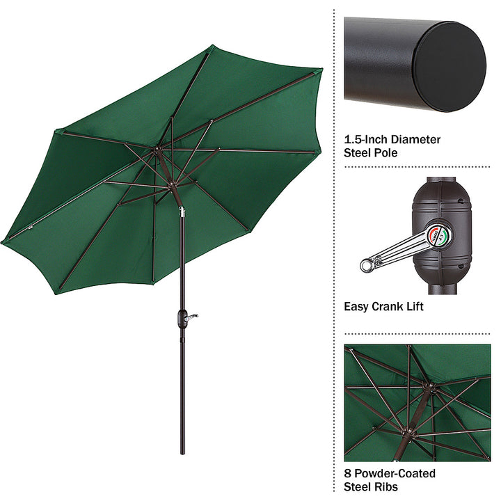 Villacera 9FT Patio Umbrella with Tilt, Forest Green - Forest Green_3