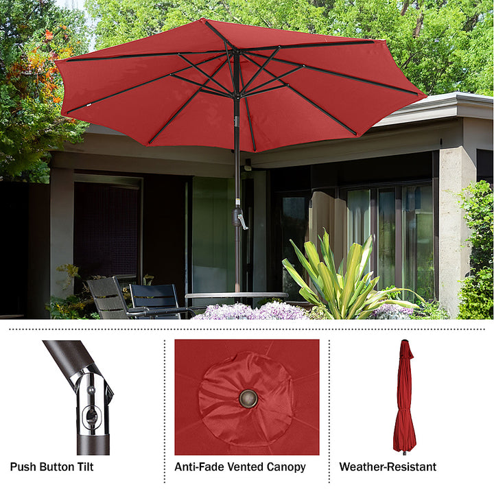Villacera 9FT Patio Umbrella with Tilt, Red - Red_2