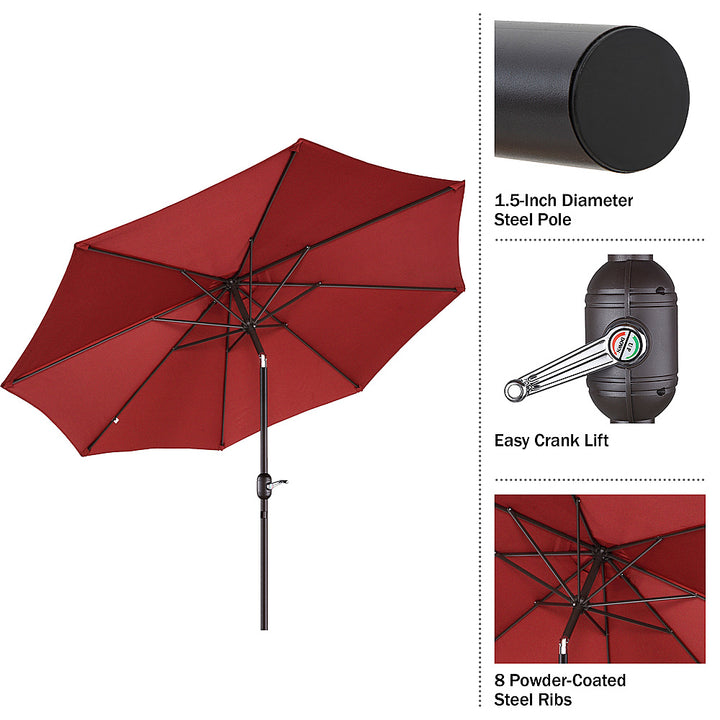 Villacera 9FT Patio Umbrella with Tilt, Red - Red_3