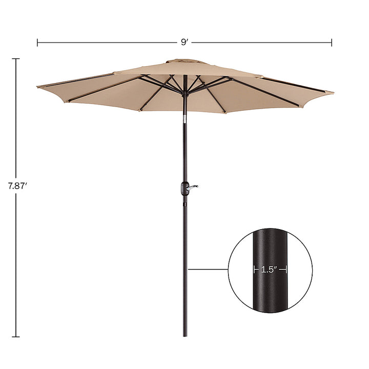 Villacera 9FT Patio Umbrella with Tilt, Beige - Beige_1