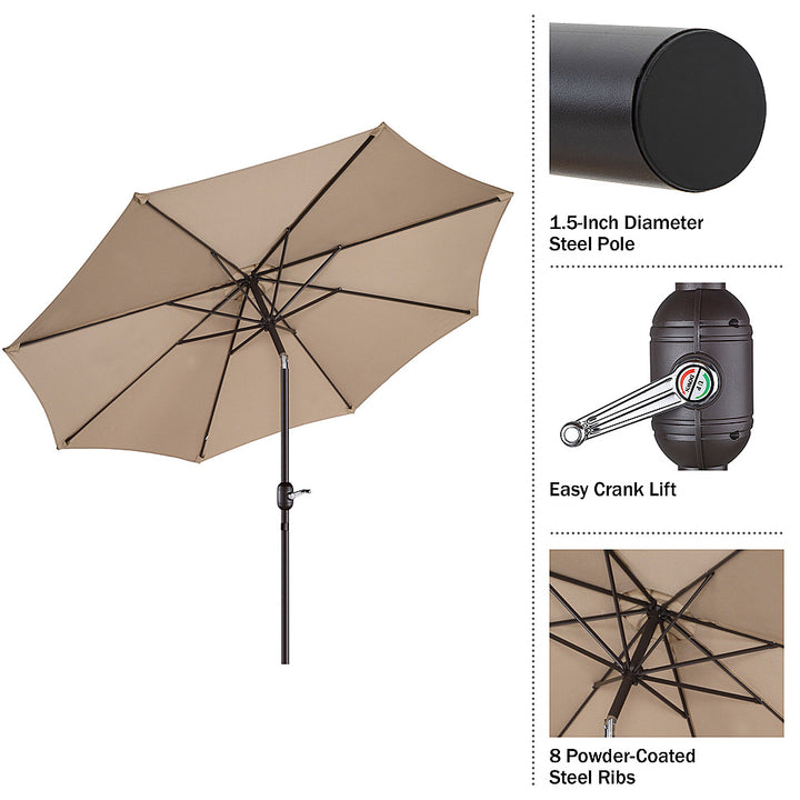 Villacera 9FT Patio Umbrella with Tilt, Beige - Beige_3