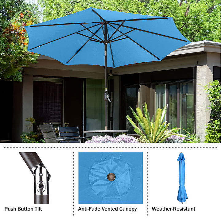 Villacera 9FT Patio Umbrella with Tilt, Blue - Blue_2