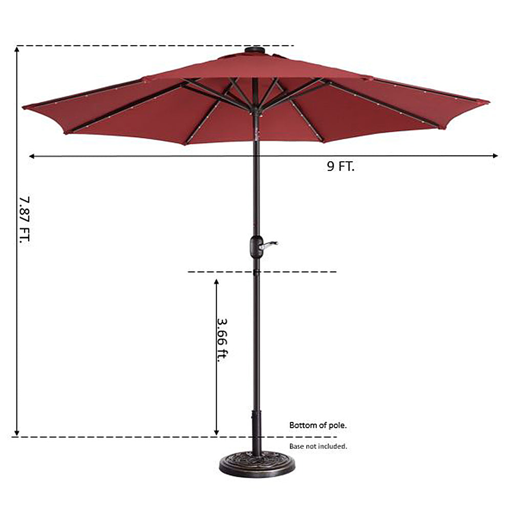 Villacera 9FT Solar LED Patio Umbrella, Red - Red_1