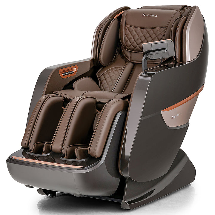 Costway SL Track Full Body Zero Gravity Massage Chair Recliner Thai Stretch Heat Roller - Brown_0