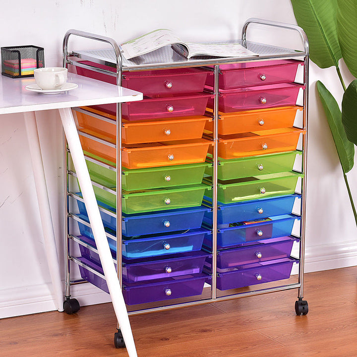 Costway 20 Drawer Rolling Storage Cart Scrapbook Paper Office School Organizer - Green/Red/Orange/Blue/Purple_0