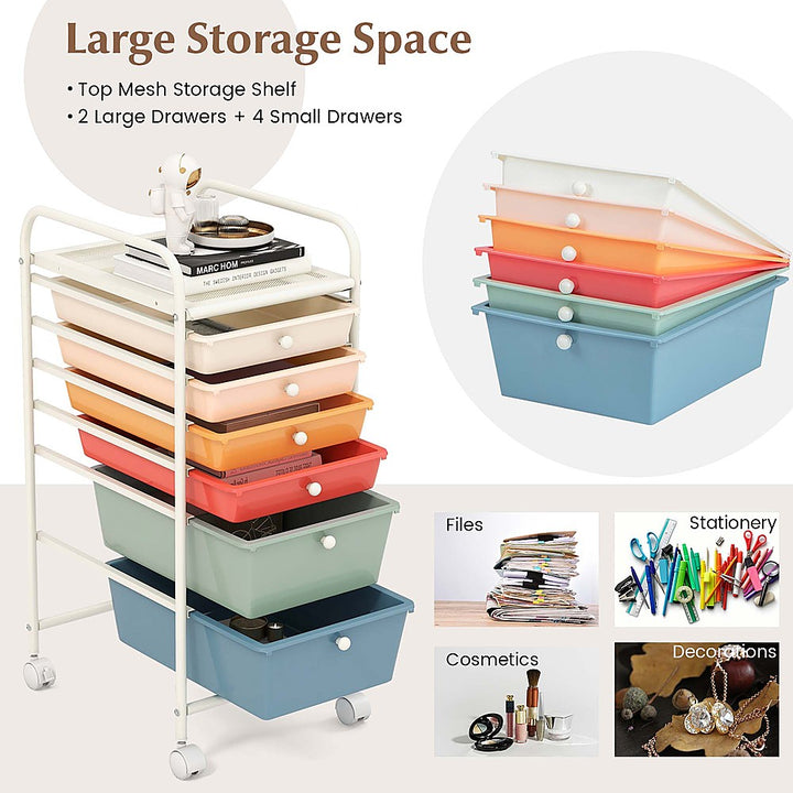 Costway 6 Drawer Rolling Storage Cart Scrapbook Paper Office Organizer - Macaron_5