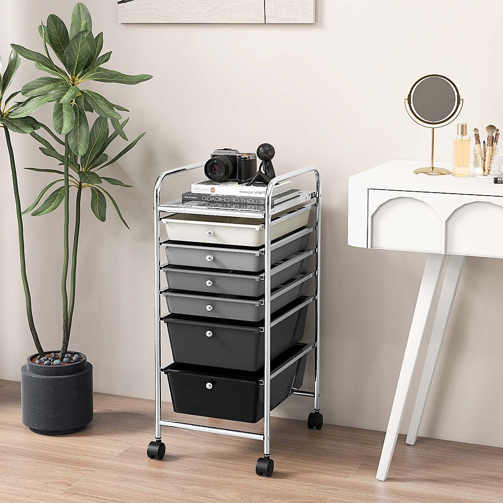 Costway 6 Drawer Rolling Storage Cart Scrapbook Paper Office Organizer - Mixed Black_1