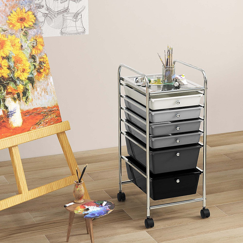 Costway 6 Drawer Rolling Storage Cart Scrapbook Paper Office Organizer - Mixed Black_3