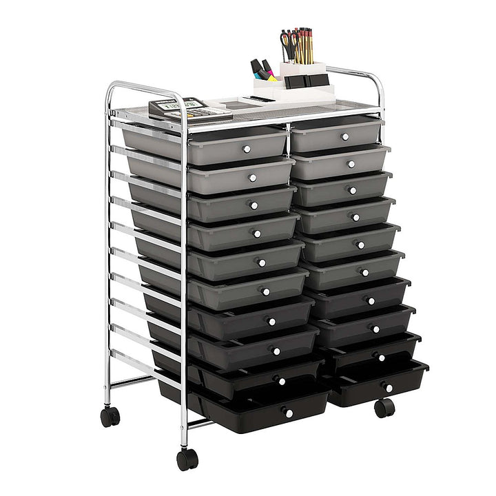 Costway 20 Drawers Rolling Storage Cart Art Craft Organizer on Wheels Multipurpose - Gray_9