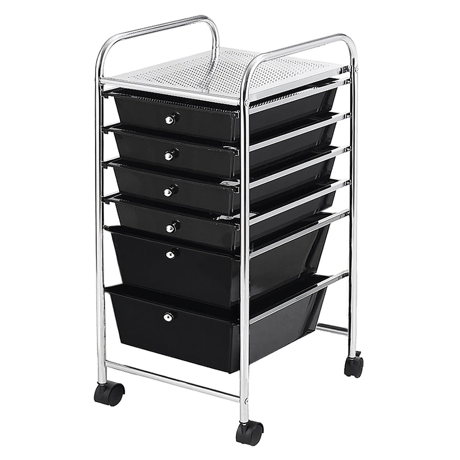 Costway 6 Drawer Rolling Storage Cart Scrapbook Paper Office Organizer - Black_0