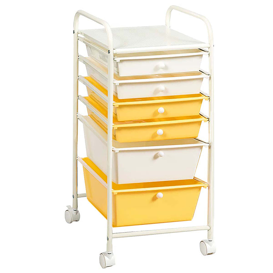 Costway 6 Drawer Rolling Storage Cart Scrapbook Paper Office Organizer - Yellow_0