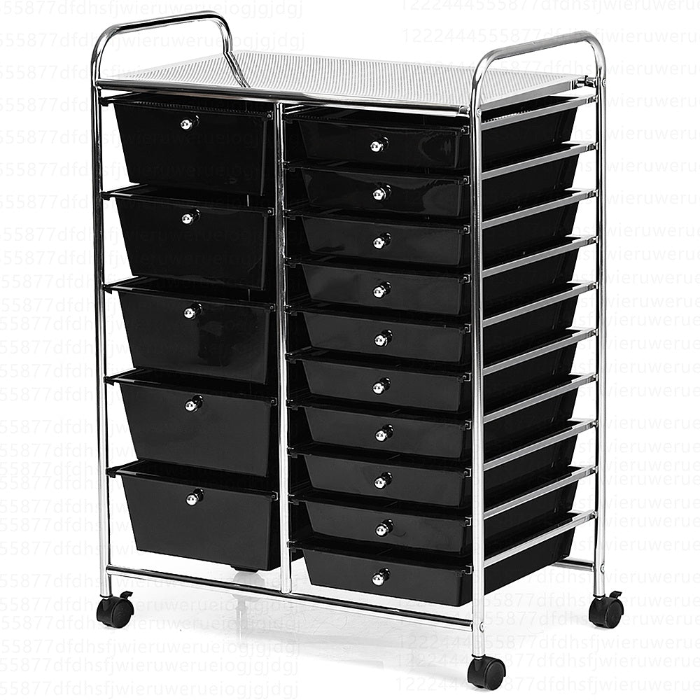 Costway 15 Drawer Rolling Organizer Cart Utility Storage Tools Scrapbook Paper Multi-Use - Black_0