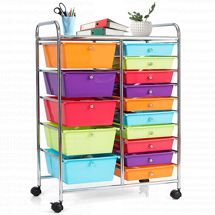 Costway  Rolling Storage Cart wIth 15 Drawers - Multicolor_8