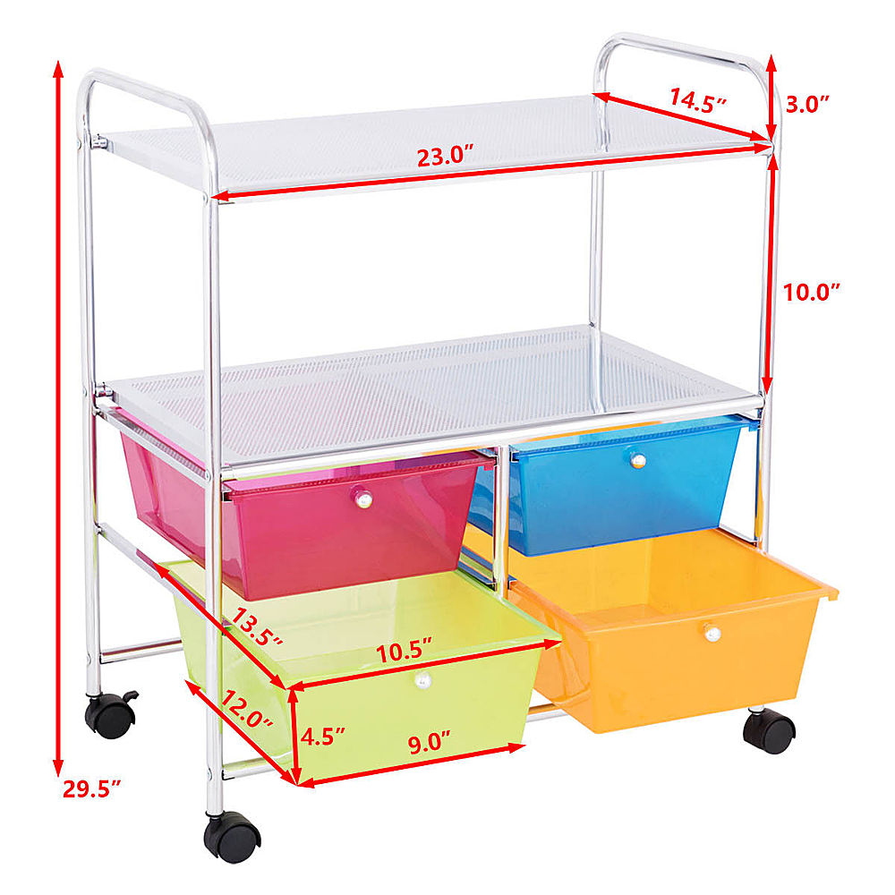 Costway 4 Multifunctional Drawers Rolling Storage Cart Rack Shelves Shelf Home Office - Multicolor_2