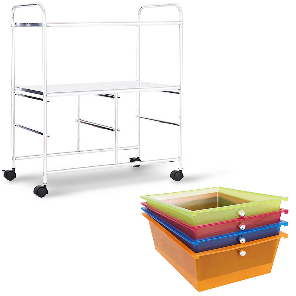 Costway 4 Multifunctional Drawers Rolling Storage Cart Rack Shelves Shelf Home Office - Multicolor_7