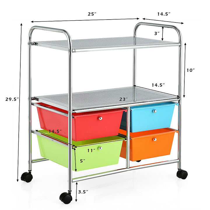 Costway 4 Drawer Rolling Storage Cart Scrapbook Paper Office School Organizer - Multicolor_1