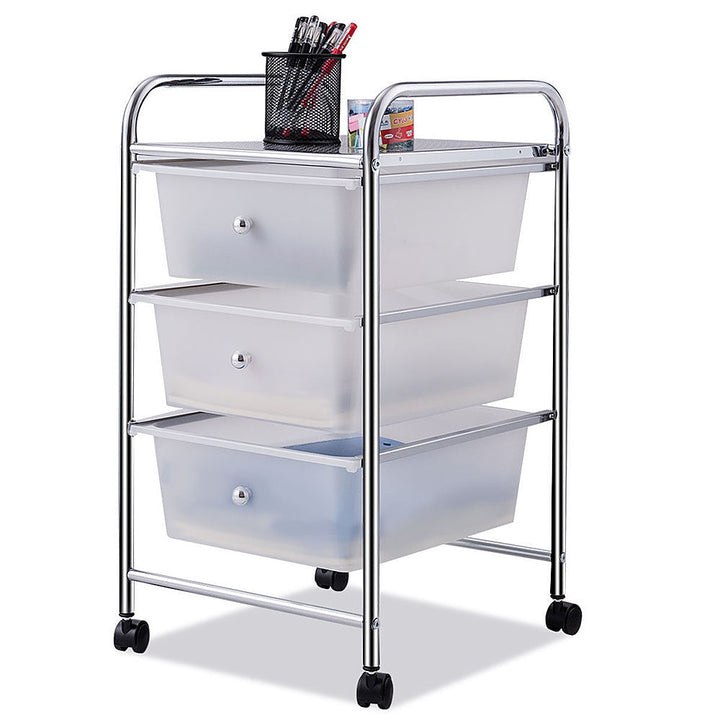 Costway 3 Drawers Metal Rolling Storage Cart Scrapbook Supply & Paper Home Office - White_0