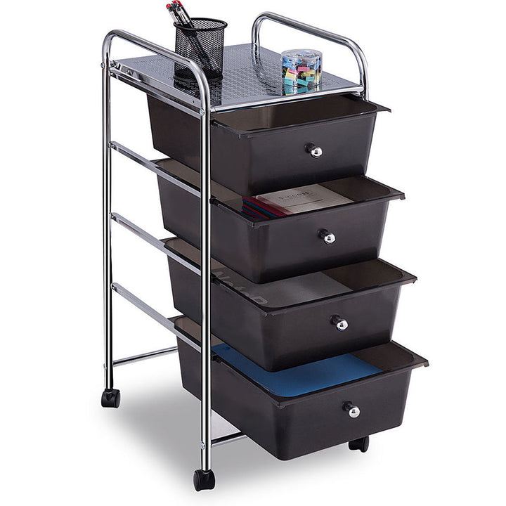 Costway 4 Drawers Metal Rolling Storage Cart Scrapbook Supply & Paper Home Office - Black_6