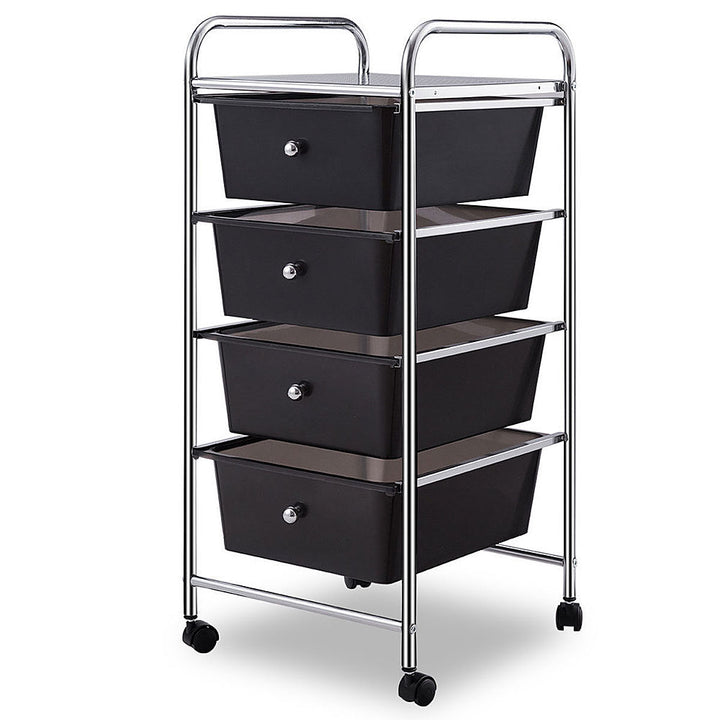 Costway 4 Drawers Metal Rolling Storage Cart Scrapbook Supply & Paper Home Office - Black_7