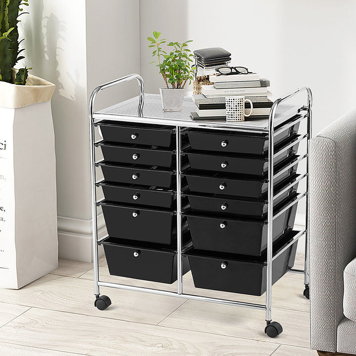 Costway 12 Drawers Rolling Cart Storage Scrapbook Paper Studio Organizer Bins - Black_2