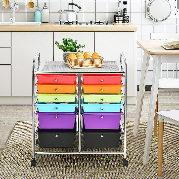 Costway 12 Drawers Rolling Cart Storage Scrapbook Paper Studio Organizer Bins - Multicolor_7