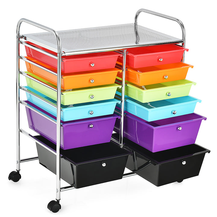 Costway 12 Drawers Rolling Cart Storage Scrapbook Paper Studio Organizer Bins - Multicolor_8