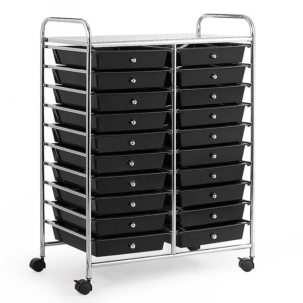 Costway 20 Drawers Rolling Cart Storage Scrapbook Paper Studio Organizer Bins - Black_0