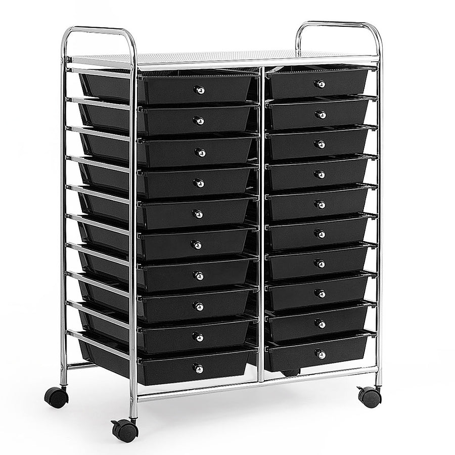 Costway 20 Drawers Rolling Cart Storage Scrapbook Paper Studio Organizer Bins - Black_0