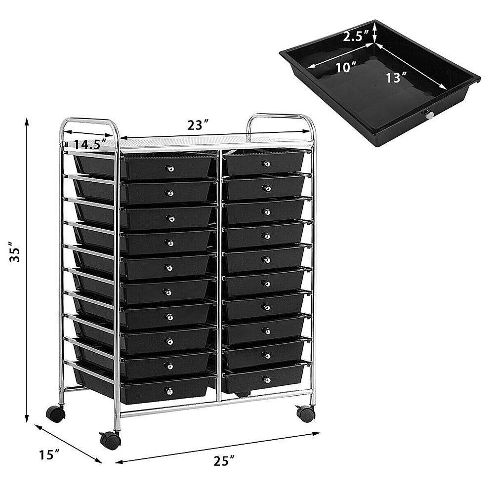 Costway 20 Drawers Rolling Cart Storage Scrapbook Paper Studio Organizer Bins - Black_1