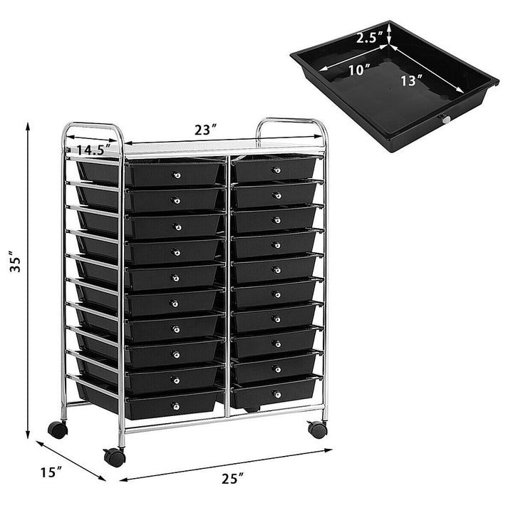 Costway 20 Drawers Rolling Cart Storage Scrapbook Paper Studio Organizer Bins - Black_1