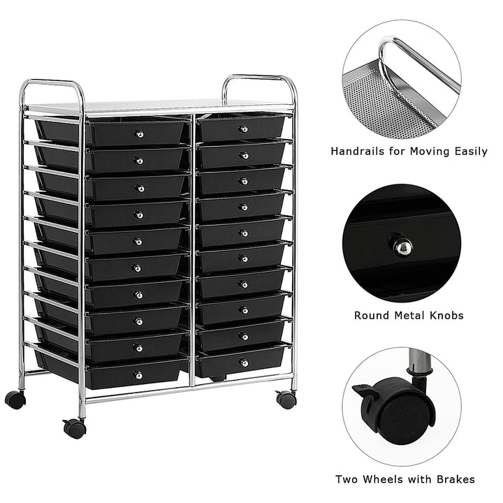 Costway 20 Drawers Rolling Cart Storage Scrapbook Paper Studio Organizer Bins - Black_4