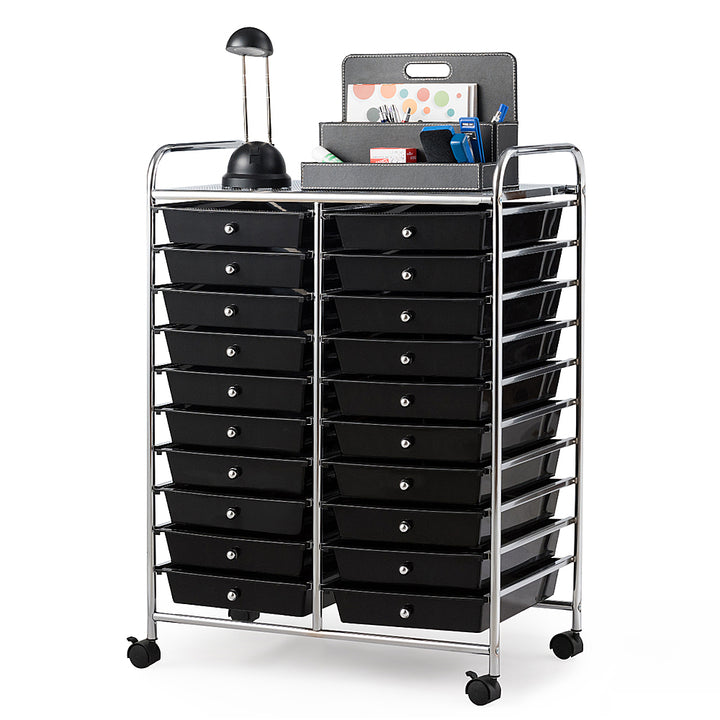 Costway 20 Drawers Rolling Cart Storage Scrapbook Paper Studio Organizer Bins - Black_5