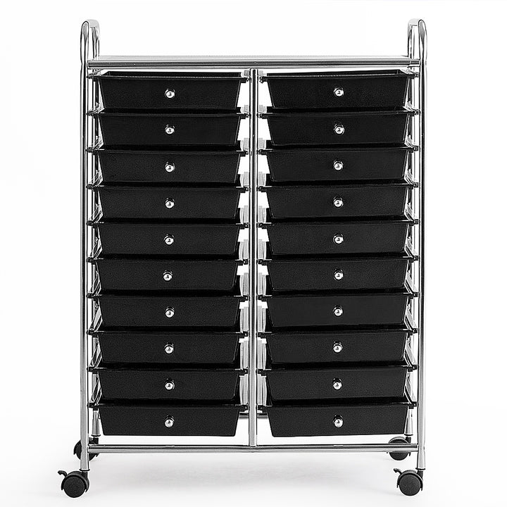 Costway 20 Drawers Rolling Cart Storage Scrapbook Paper Studio Organizer Bins - Black_7