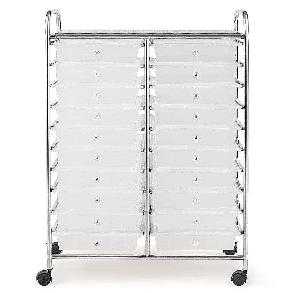 Costway 20 Drawers Rolling Cart Storage Scrapbook Paper Studio Organizer Bins - White_8