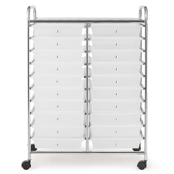 Costway 20 Drawers Rolling Cart Storage Scrapbook Paper Studio Organizer Bins - White_8