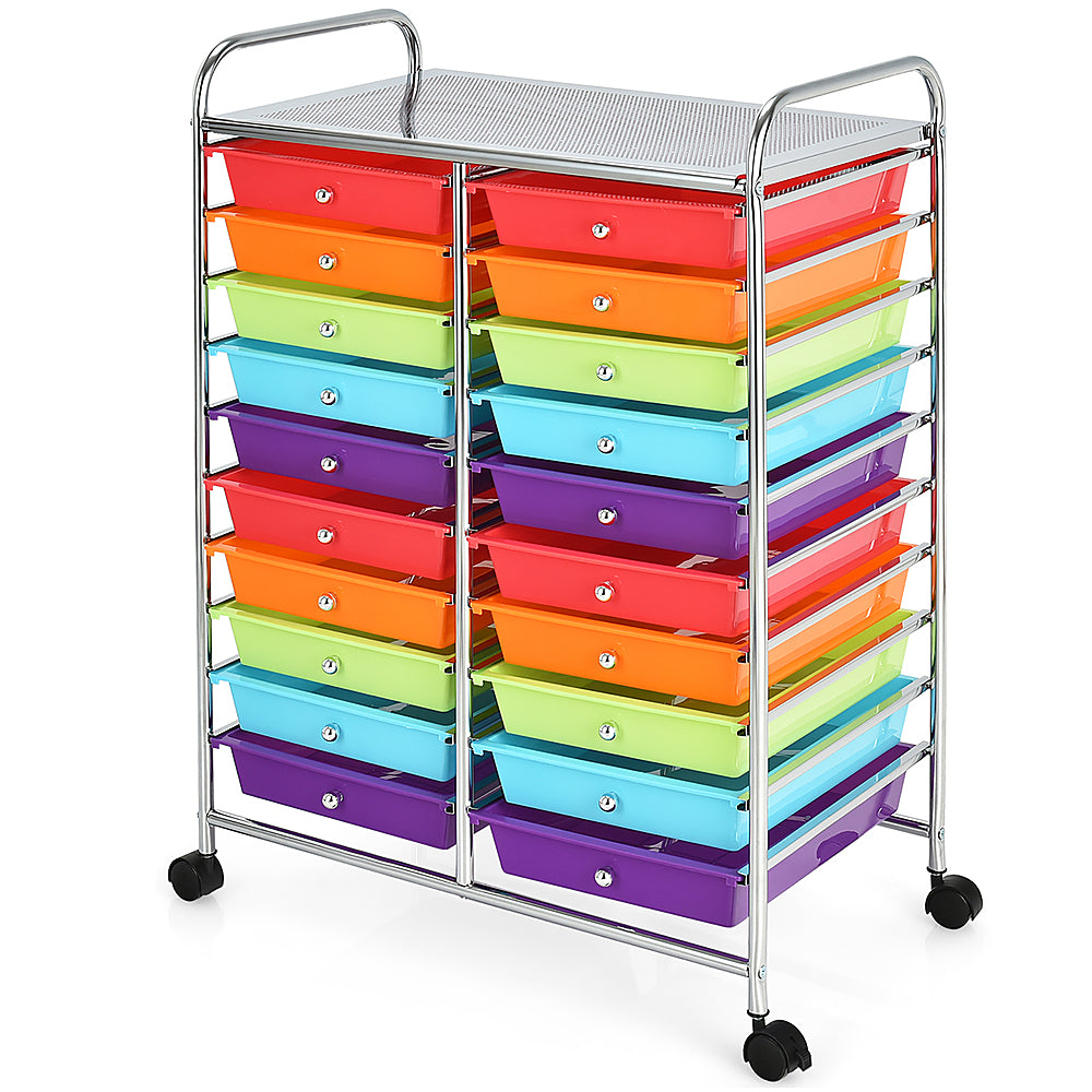 Costway 20 Drawer Rolling Storage Cart Tools Scrapbook Paper Organizer Office - Multicolor_10