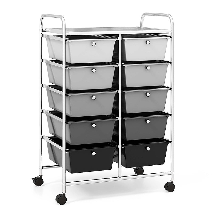 Costway 10-Drawer Storage Cart Utility Rolling Trolley Kitchen Organizer - Black Gradient_0