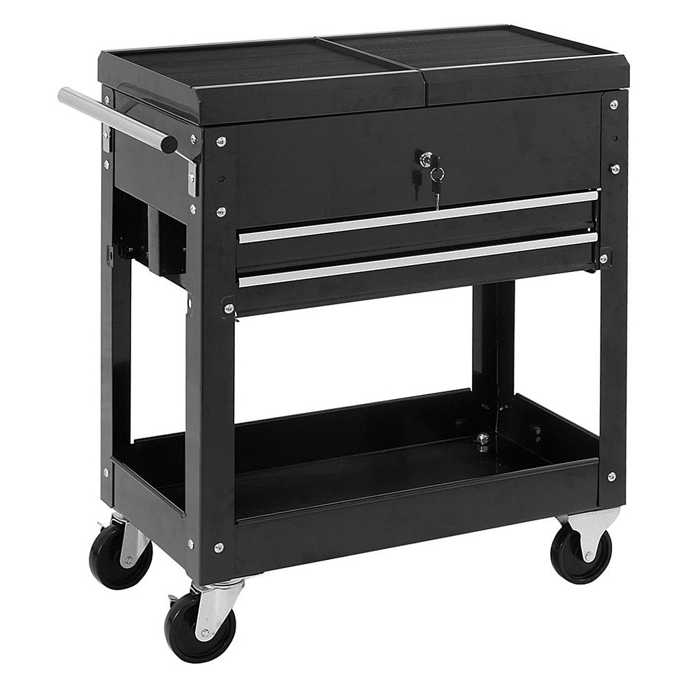 Costway Rolling Mechanics Tool Cart Slide Top Utility Storage Cabinet Organizer 2 Drawer - Black_2