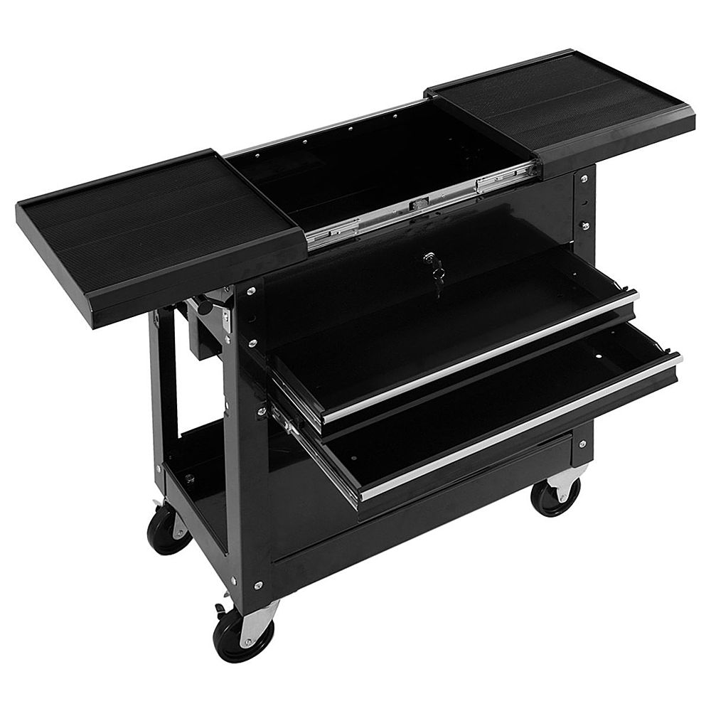 Costway Rolling Mechanics Tool Cart Slide Top Utility Storage Cabinet Organizer 2 Drawer - Black_5