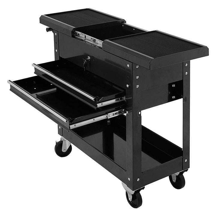 Costway Rolling Mechanics Tool Cart Slide Top Utility Storage Cabinet Organizer 2 Drawer - Black_6