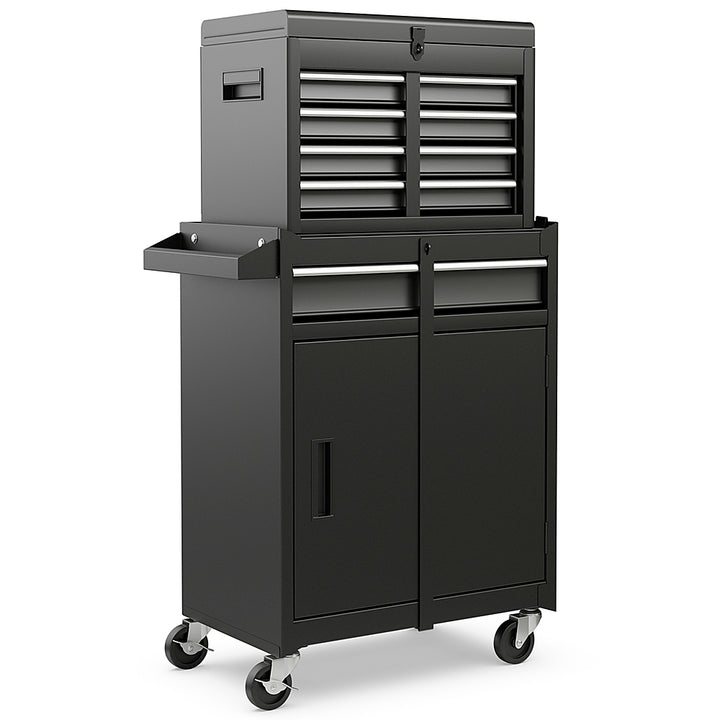 Costway 5-Drawer Rolling Tool Chest Cabinet Metal Tool Storage Box Lockable with Wheels - Black_9