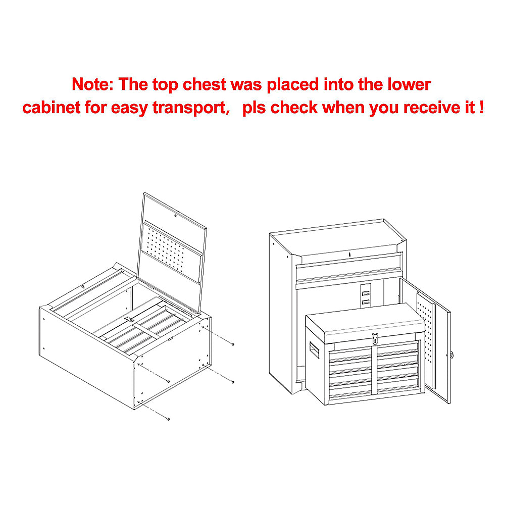 Costway 2 in 1 Tool Chest & Cabinet with 5 Sliding Drawers Rolling Garage Box Organizer - Black/Red_8